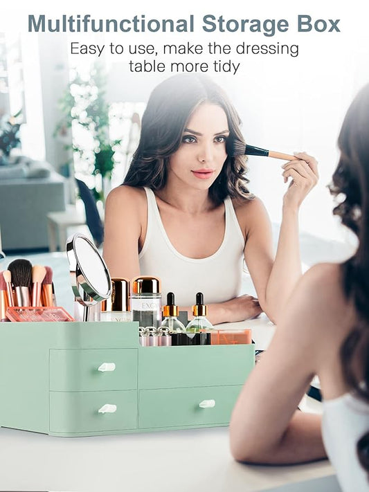 ONXE Makeup Organizer with Drawers,Large Capacity Countertop Organizer for Vanity,Bathroom and Bedroom Desk Cosmetics Organizer for Skin Care,Brushes, Eyeshadow, Lotions, Lipstick, Nail Polish