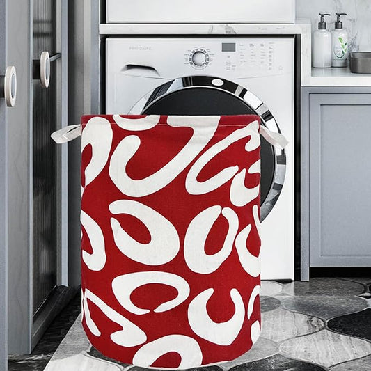 Merdes 19.7’’ Waterproof Foldable Laundry Hamper, Dirty Clothes Laundry Basket, Linen Bin Storage Organizer for Toy Collection (Red C)