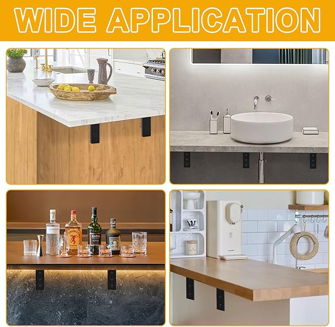 Countertop Support Brackets 10 inch,Heavy Duty Countertop Brackets 10'' x 6'' x2.5'' for Granite,L Bracket Metal Corbels for Quartz,Granite,Wood,Concrete and Laminate Countertops(2 Pack)