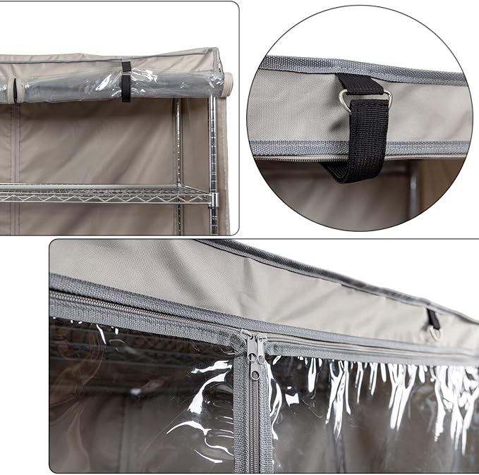 YLOVAN Storage Shelf Cover Wire Rack Shelving Dust Protective, Fits Racks 36''Wx19''Dx72''H One Side See Through Panel (Cover only)