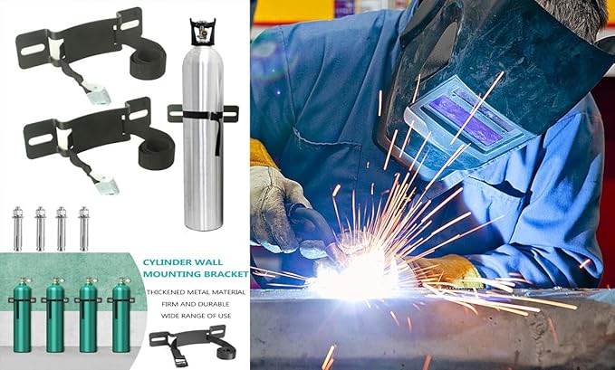 Cylinder Wall Mounted Bracket,Gas Cylinder Holder Wall-Mounted Bracket Propane Tank Bracket with Screws and Safety Belt (Black 1)