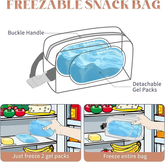 Cerbonny Small Cooler Bag Freezable Lunch Bag for Work School Travel,Small Lunch Bag,insulated snack bag For Adults/Kids,Mini Cooler,Lunch bag small Fit For Yogurt(Khaki Checkerboard