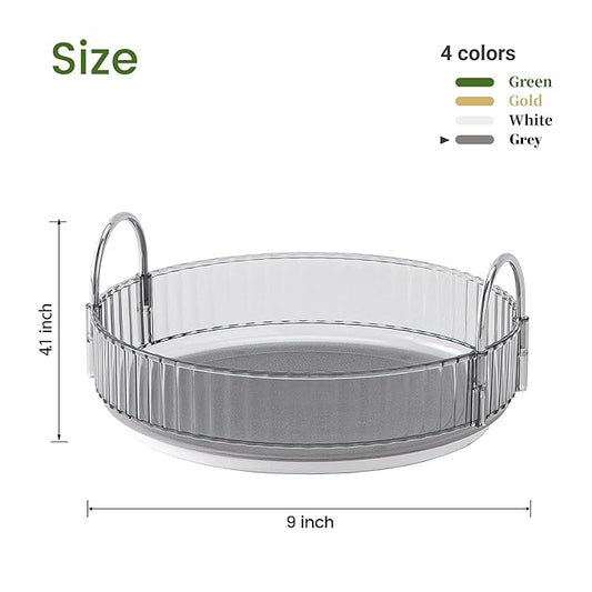 Aveniee Rotating Makeup Organizer for Vanity, Skincare Perfume Organizers for Bathroom Countertop, Clear Cosmetic Make Up Storage for Dresser, Lipstick Product Spinning Holder,1 Tier, Grey