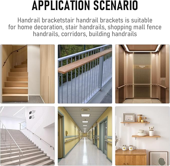Stair Handrail Bracket 3 Inch,Hand Rail Brackets for Stairs Light-Duty, Stair Railing Bracket, Banister Brackets for Indoor Stairs, Satin Nickel Finish 6 Pack, HOME MASTER HARDWARE