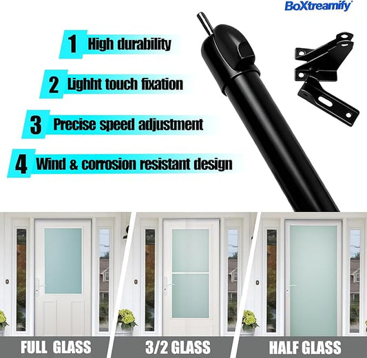 Storm Door Closer&Screen Door Closer Kit, Equipped with Press & Stay Function, Supports Adjustable Speed and Gentle Quiet Closing Action - for Medium & Lightweight Storm Doors