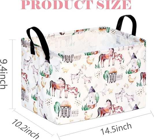 Rectangle Windmill Animal Gift Storage Basket Home Shelf Storage Basket Organizer Box Clothes Laundry Hamper Nursery Basket Laundry Basket with Handles