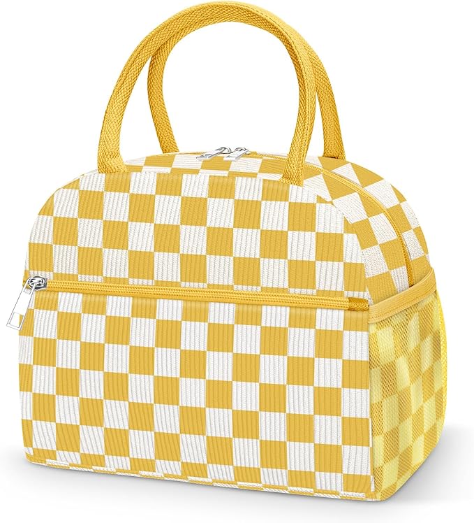 DALINDA Corduroy Lunch Bag Lunch Box for Women Men,Cute Insulated Lunch Bags,Water-Resistant Cute Cooler Lunch Tote Bag, Reusable LunchBox Large Capacity for Work Travel Picnic Beige
