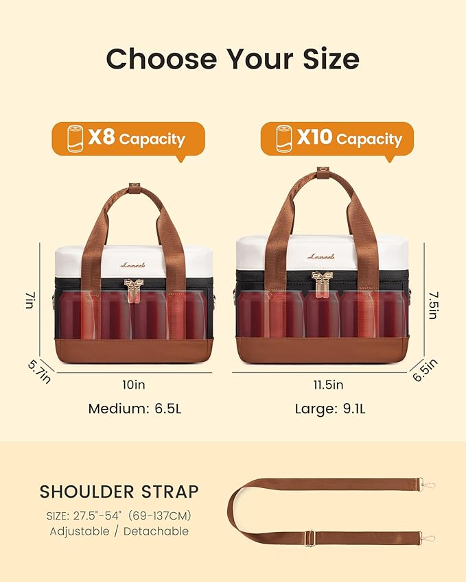 LOVEVOOK Insulated Lunch Bag for Women & Men - Cooler Lunch Tote and Lunch Box for Work and Travel, Black-beige-brown
