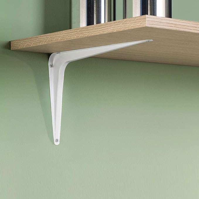 ZOENHOU 24 Pack 6 x 8 Inch White Shelf Brackets, Heavy Duty L Bracket Support with 144 Screws and 72 Expansion Tubes, Metal Wall Corner Angle Shelving Shelf Bracket for Wall Hanging Shelves