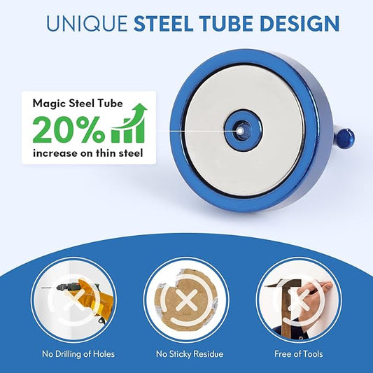 Neosmuk Magnetic Hooks, Cruise Ship Essentials, 80lb+ Heavy Duty Magnetic Hooks for Cruise Cabins, Refrigerator, Grill, Hanging, and Travel | Extra Strong Must-Haves Magnet Hook,Navyblue, 5 Pack