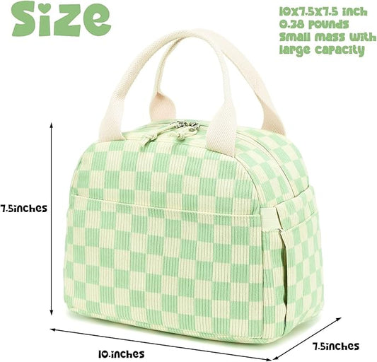 Bluboon Lunch Box for Women men Insulated Cute Corduroy Lunch bag, Reusable Cooler Bag for Work, Picnic, Travel