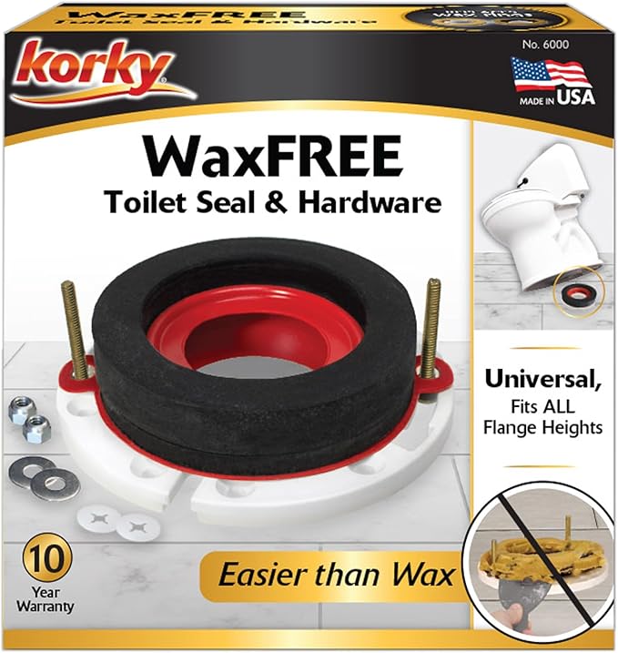 Korky 6000CP Toilet Wax Free Seal Kit with Hardware - 4 Pack