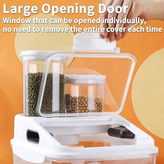 Fhiny 5.5LB Dog Food Storage Container, Airtight Pet Treat Bin Translucent Dry Food Grain Storage Barrels Sealed Bucket Moisture-Proof Plastic Cat Puppy Food Bin with Seal Locking Lid Keep Fresh