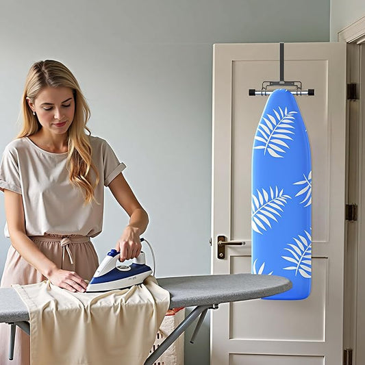 Ironing Board Holder Wall Mount/Over The Door Ironing Board Hanger, Laundry Rooms Metal Iron Board Holder Wall Mount for Y or T Leg (Black)