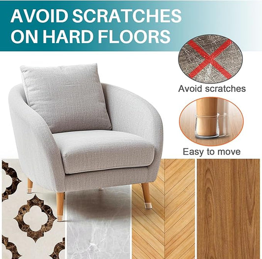 24 Pcs Chair Leg Floor Protectors Round, Silicone Felt Furniture Leg Pads Caps Covers for Hardwood Floors (Fit 1-5/16" to 2")