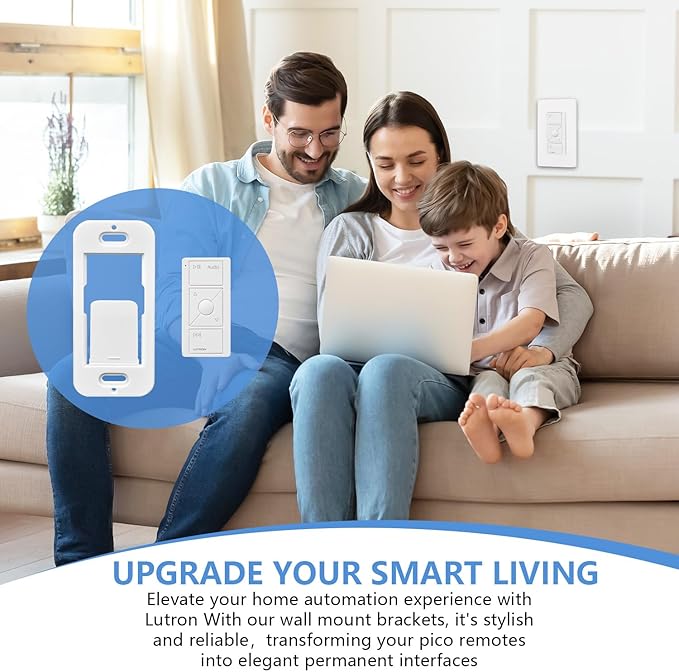 Wallplate Brackets Compatible with Lutron Caseta Pico Remote & Smart Switch – 8-Pack, No Wires Required, Tool-Free Seamless Snap-in Installation, Durable ABS Wall Mounting Kit