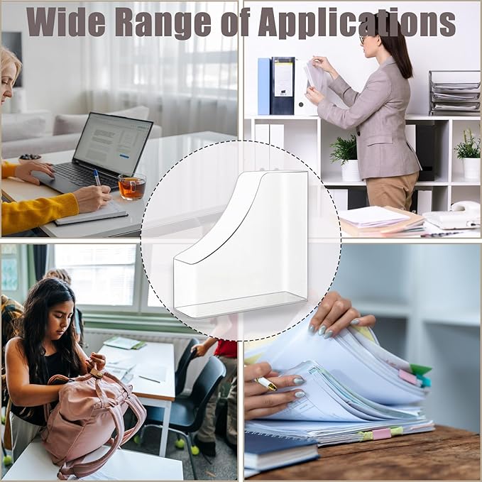 Vertical File Holder Clear Acrylic Desk Organizer Storage Bins Holding Plastic Document Organizer Clear PET Magazine Holder Basics Vertical Magazine Rack for Home Office School (1)