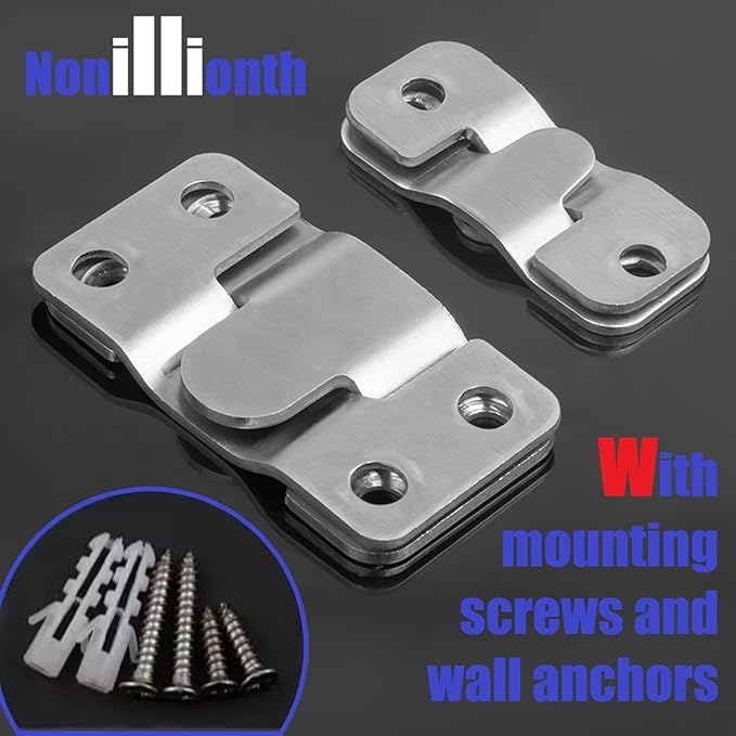 French Cleat Hanger Kit- 6 Sets Picture Hanging Jig with Screws, Deer Mount Hanger Hardware,Art Gallery Wall Flush Mount Heavy Duty Picture Hanging Hanger ,Stainless Steel Shelf Brackets