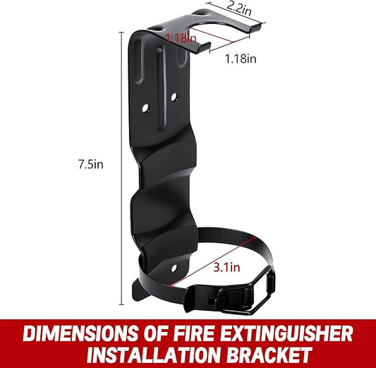 2 Pack Fire Extinguisher Brackets, 2.5 LB Fire Extinguisher Wall Mount Bracket, Metal Heavy Duty Fire Extinguishers Holder for Home, Car, RV, Truck, Mini Fire Extinguishers (Non-Universal)