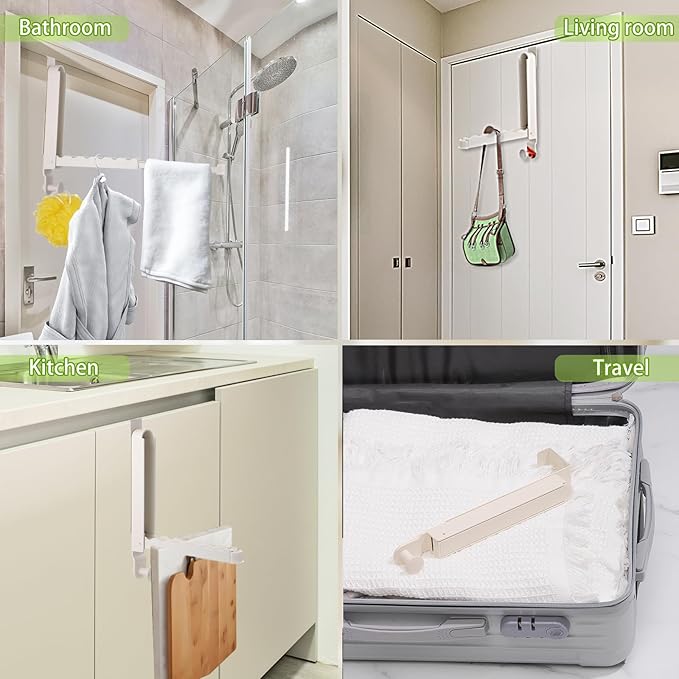 Over The Door Drying Rack, 2 Pack Foldable Over The Door Hooks Hanger for Laundry Clothes Heavy Duty Door Organizer Rack Coat Towels Hanging Storage for Bedroom Bathroom Kitchen