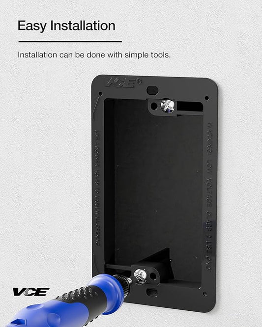 VCE Low Voltage Mounting Bracket Single Gang Wall Plate, Flush Low Voltage Box for Network, HDMI, Coaxial, Speaker, Telephone Cables, Black, 25 Pack