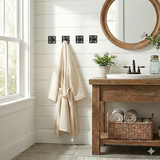 Autumn Alley Black Bathroom Towel Hook Robe Hook Wall Mounted - Wall Hooks for Towel, Robe, Coat, and Door Hooks for Bathroom Rustproof Modern Unique Style, 4 Pack