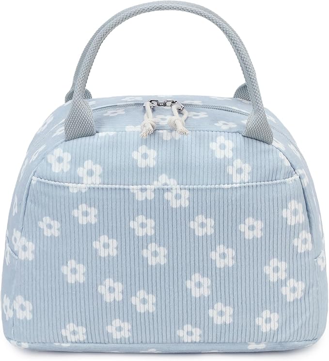 Bluboon Lunch Bag for Women Men Cute Corduroy Lunch Tote Bags Reusable Insulated Lunch Box Large Capacity Reusable Insulated Cooler for Work Picnic or Travel
