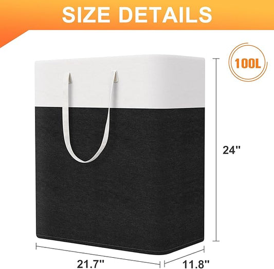 laundry basket 3-Pack, laundry hamper, Hamper with handles, collapsible laundry baskets, Waterproof dirty clothes hamper, Towel Storage for Home or Dorm, 100L-Black