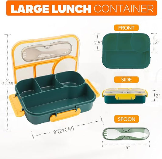 EASYFUN Bento Box Adult, Lunch Box, 4-Compartment Lunch Containers, Drop-Proof, Dishwasher Safe & Made with BPA-Free Materials (Dark blue)