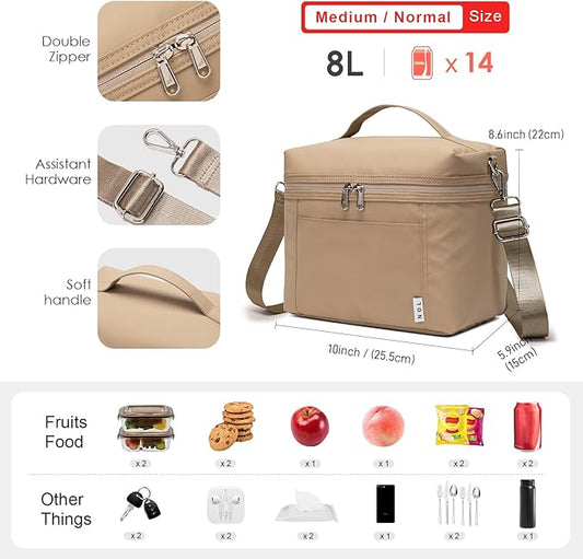 NOL Natural Organic Lifestyle Insulated Lunch Bags for Women Cooler Bag Lightweight Nylon Waterproof Lunch Box For Work