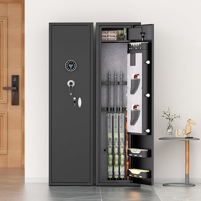 INTERGREAT 5-7 Gun Safes,Gun Safe for Rifles and Pistols,Shotgun Rifle Safe,Gun Safes for Rifle and Shotguns,Long Gun Cabinets with Fingerprint/Digital Keypad/Removable Shelf for Rifles Safes
