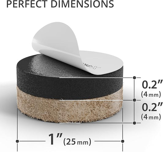X-Protector Felt Furniture Sliders for Hardwood Floors 24 PCS 1” - Self-Adhesive Furniture Slider - Heavy-Duty Furniture Movers for Hard Surfaces - Felt Sliders - Move Your Furniture Easily!