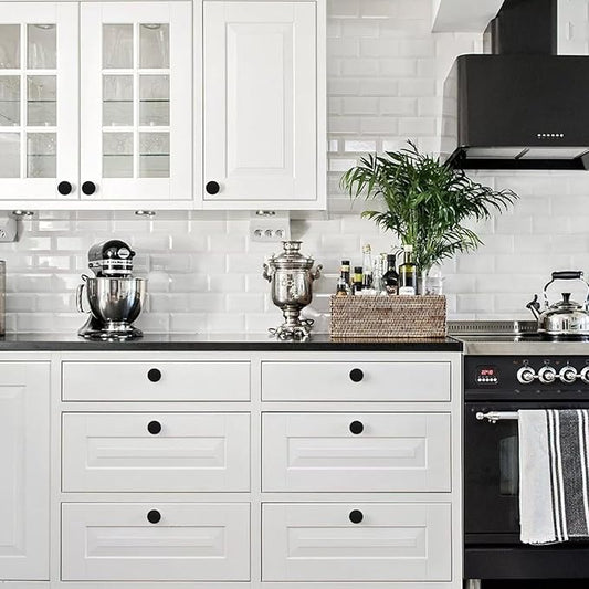 Romeda 12 Piece Drawer Knobs, Black Cabinet Knobs with Screw, 30mm Drawer Pulls for Dresser, Kitchen, and Cabinet Drawers