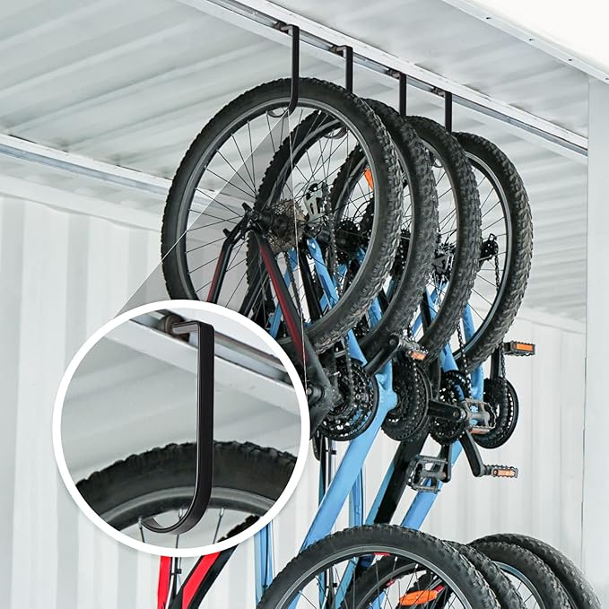 Ferraycle 12 Pcs Add on Storage Hook Accessory Overhead Garage Hooks for Ceiling Rack and Wall Shelving, Bike Hanging Flat, Black