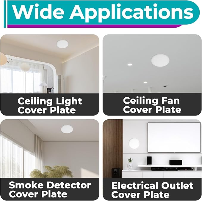 20 Sets CP3540 Ceiling Cover Plate Kits - 5.38 Inch Paintable Blank Round Cover for Electrical Boxes, Includes 20 Pcs CP3540 Plates, 20 Pcs Mounting Brackets and 40P Screws