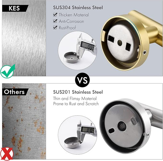 KES Bath Towel Hook Robe Hook for Bathroom Kitchen Wall Mount SUS 304 Stainless Steel Brushed Gold 2 Pack, A2164-BZ-P2
