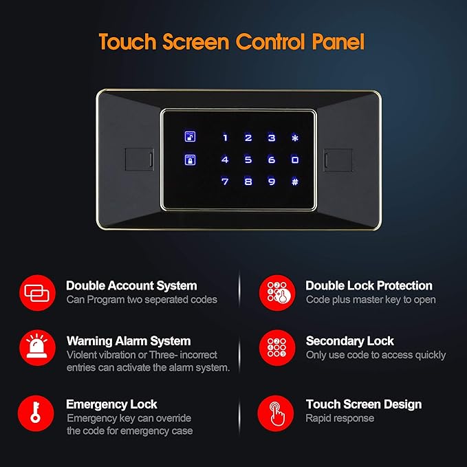 TIGERKING ๐๐๐๐ฏ๐ฒ ๐๐ฎ๐ญ๐ฒ Large Safe Box, 2.05 Cubic Feet Home Safe with Touch Screen Keypad & Built-in Lock Box, Digital Safes for Home Office