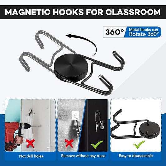 LOVIMAG Magnetic Hooks, 80lbs+ 2026 Cruise Cabin Ship Essentials Magnet Hook Heavy Duty Strong Magnets Refrigerator Fridge Hanging for Classroom Beach Vacation Kitchen Home Must Haves 10 Pcs (Black)