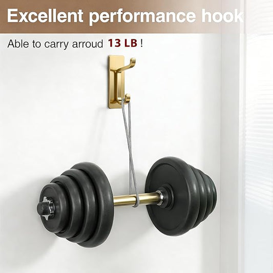 pickpiff 12 Pack Wall Hooks for Coat and Towel: 13LB Strong Adhesive Door Hanger Stick on, Brushed Gold