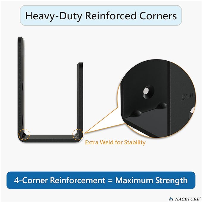 2 Pack Black Door Barricade Brackets – Heavy Duty 2x4 U Bracket Door Brace Reinforcement Plates with Screws, Wall Mount Security Bar Holder for Front Door Safety, Anti-Rust Steel, Easy Install