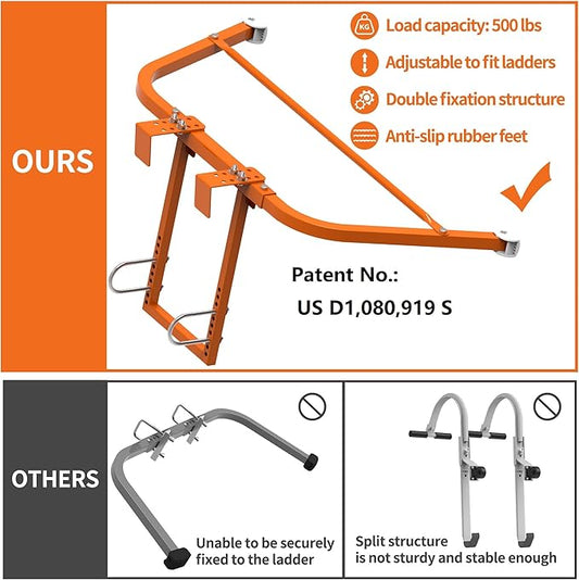 Ladder Stabilizer for Roof Gutter Guard &Wall,Extended Ladder Crane Stabilizer Accessory,Steel Ladder Stand-Off Wing Span/Wall Ladder Standoff with Non-Slip Rubber Bottom pad. (Orange-Steel)