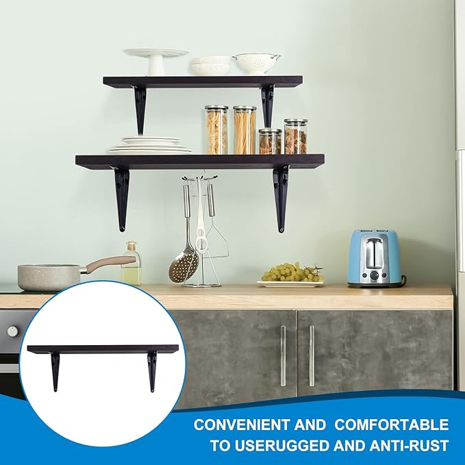 HEART ART 18 Pack Shelf Bracket 6 Inch ,Heavy Duty Shelf Brackets,Floating Shelf Bracket L Brackets,Metal Shelf Brackets for Wall, 6”L x 5”H x1.5”W