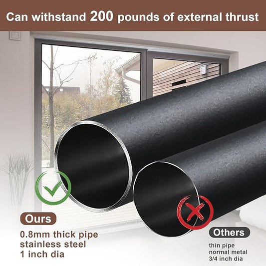 BeBecome Sliding Door Security Bar,17-50 inch Adjustable Patio Door Security bar with Rubber Tips Apartment Bedroom Bottom of Door Heavy Duty Interior Black