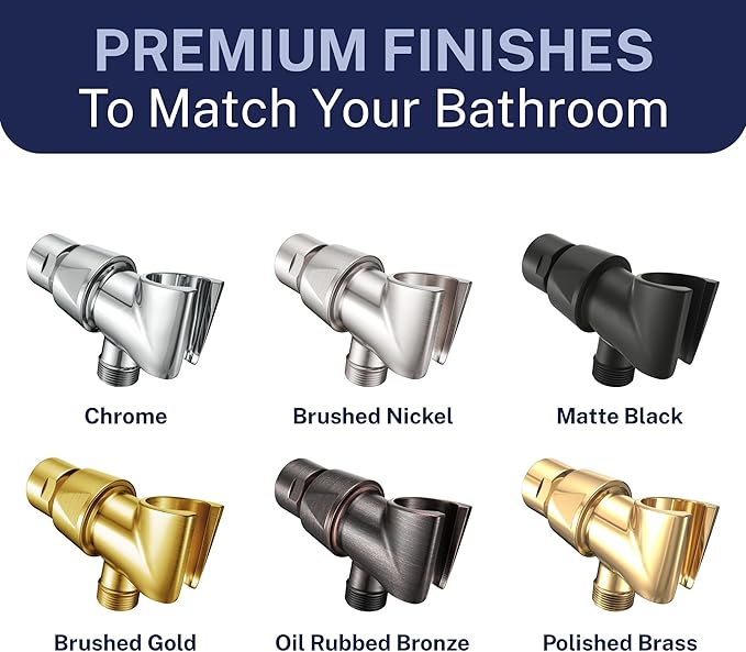 HammerHead Showers® Solid Metal Handheld Shower Head Holder - Matte Black - Adjustable Shower Wand Holder with Universal Wall Hook Bracket and Brass Pivot Ball - Hand Held Shower Head Holder