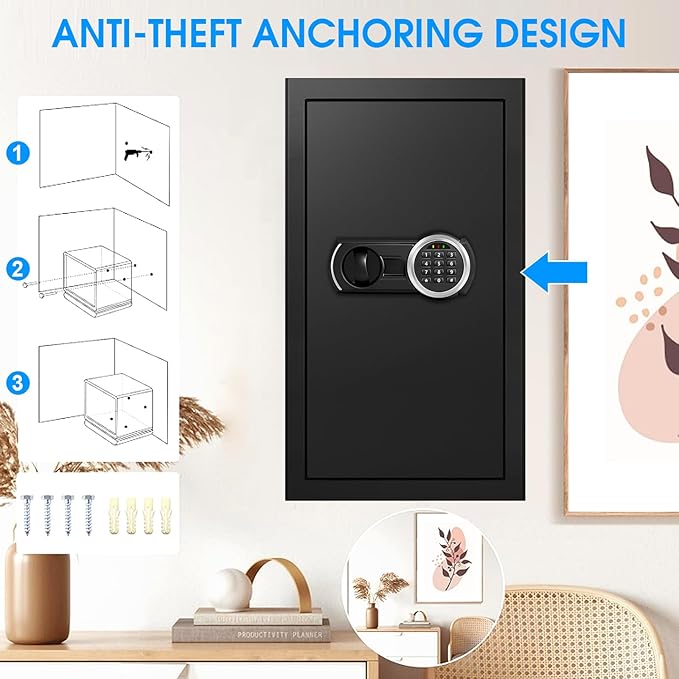 6.0 Cuft Extra Large Fire Safe Box for Home, Document Safe Box Fireproof Waterproof with Combination Keypad, Spare Keys and Removable Shelves, Digital Safes for Home Office Money Valuables
