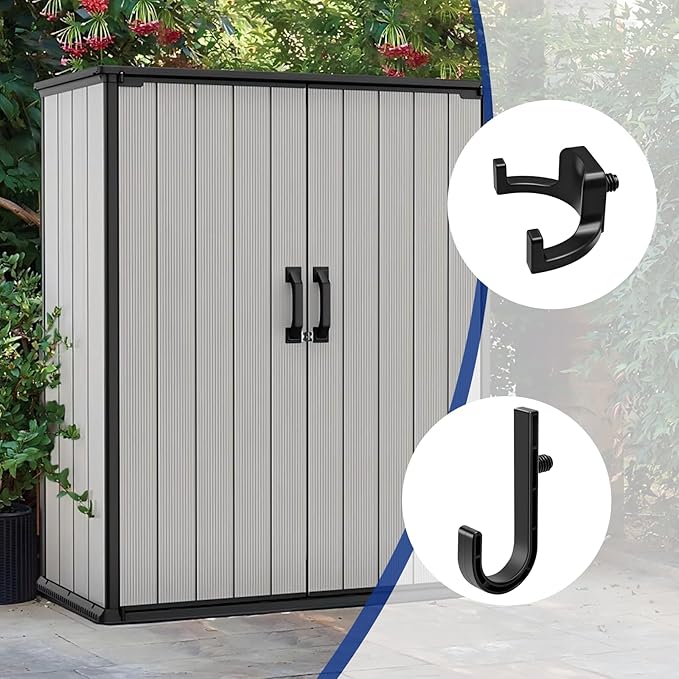 6Pcs Storage Shed Hooks for Suncast/Craftsman, J-Shape and U-Shape Suncast Shed Accessories, Premium ABS Garden Garage Storage Organization, Shed Shelves for Hanging Shed Organization Supplies