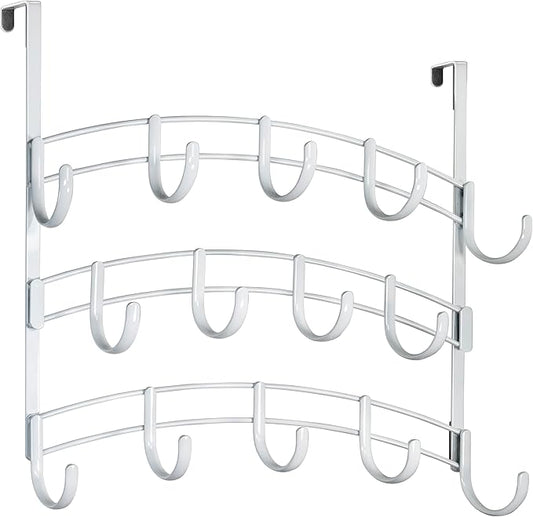 LYNK Professional® Home™ Over The Door Hooks - 14 Hook Over The Door Hanger - Over Door Coat Rack - Hanging Towels or Clothes - Bathroom, Bedroom or Laundry Room - Lifetime Ltd. Warranty – White