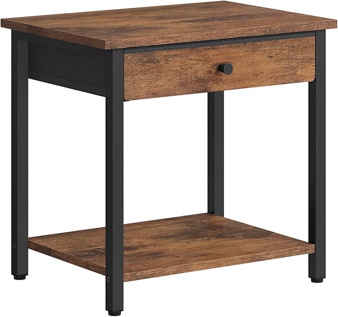 Printer Stand with Storage Drawer, 2-Tier Under Desk Printer Table, Shelf for Home Office, Living Room, Bedroom, Bathroom,Brown