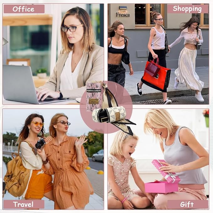2 PCS Lipstick Organizer, Leather Lip Gloss Bag with Keychain, Portable Mini Lipstick Case for Lip Gloss, Purse,Mini Perfume