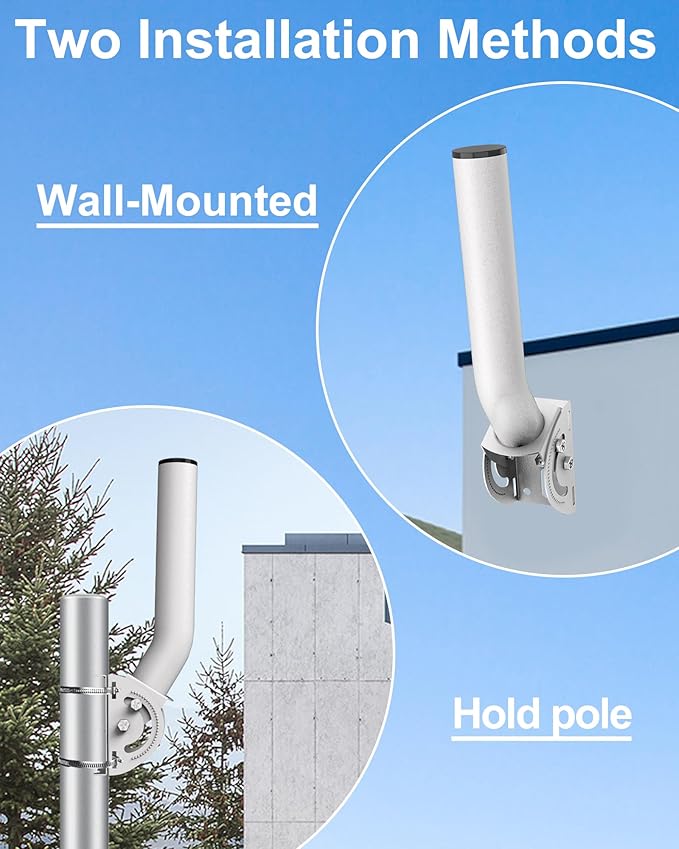 Wireless Bridge Mount, 2-Pack 11 in Dual Screw Locking J Pole Mounting Bracket for Wall or Pole, 160° Angle Adjustable, 1.38 in OD, for CPE, Access Point, TV Antenna or Weather Station